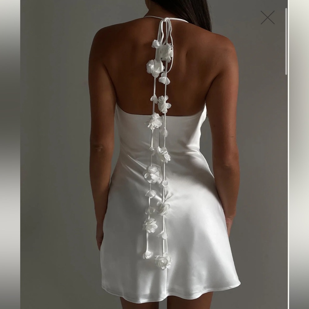Meshki Otillie White Halter Mini Dress